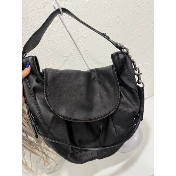 Gucci Leather Pleated Horsebit Accent Icon Bit Medium Shoulder Hobo Bag Black - Picture 2 of 5